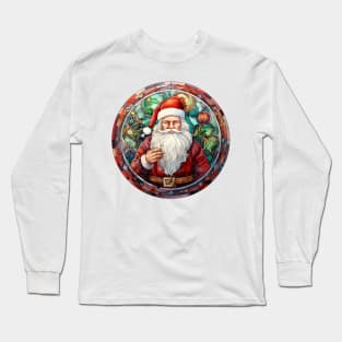 Santa Claus with green background Long Sleeve T-Shirt